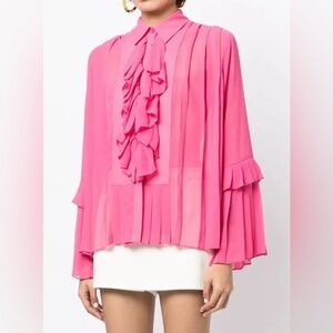 Elegant Pink Ruffle Blouse